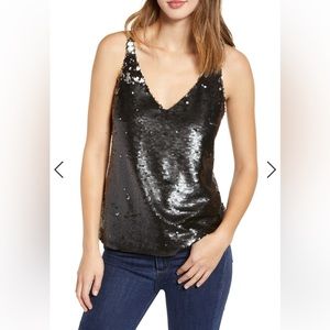 J Brand Sequined Black Camisole Black Future Top